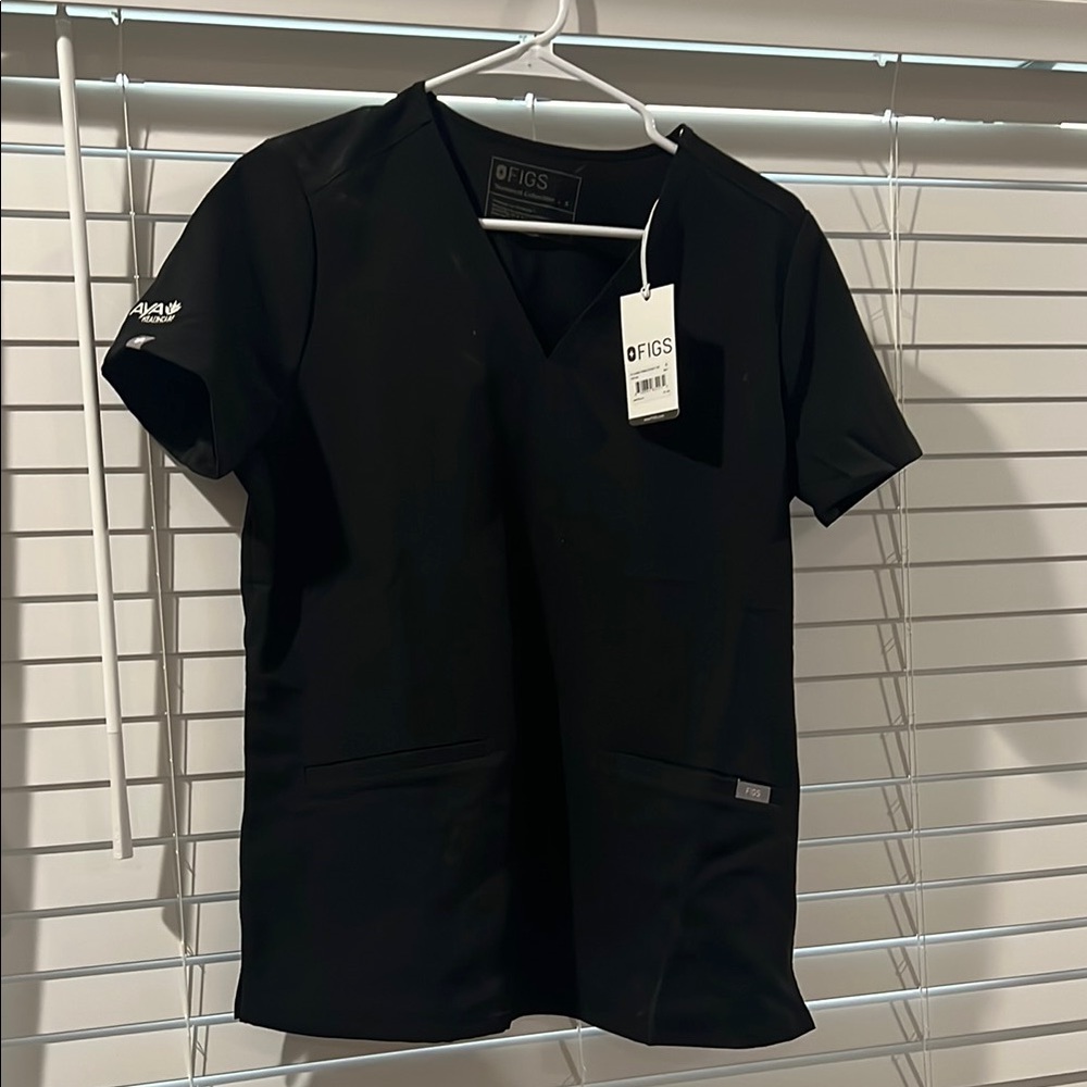Figs Black V-Neck Scrub Shirt